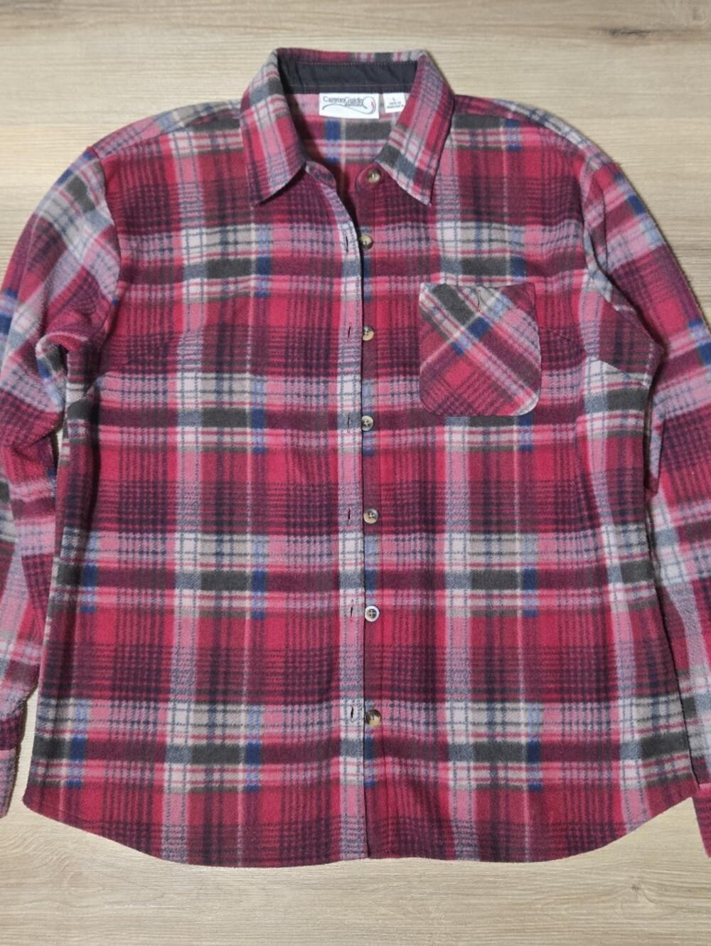 Women's Fleece Flannel- Red Plaid Button-Front Jacket